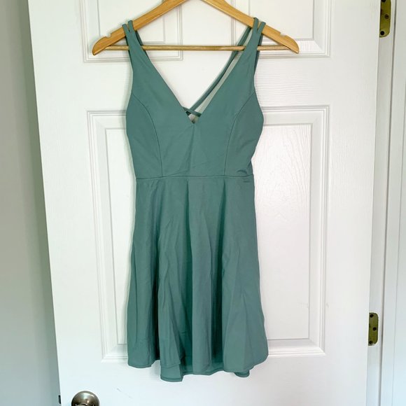 NWT HALARA Everyday Crisscross Backless Barre Ballet Dance Flared Dress - Picture 3 of 5